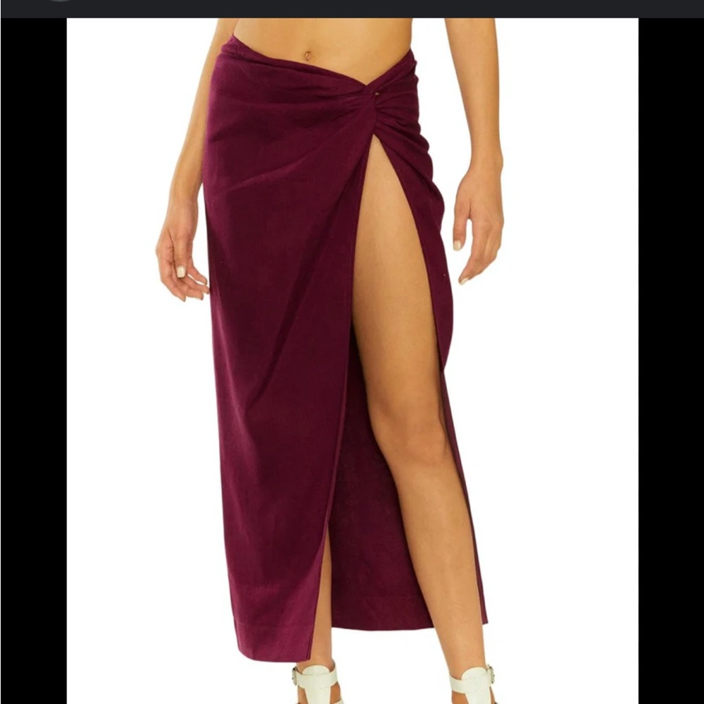 High cut burgundy maxi shirt